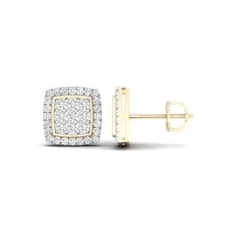 14K Gold Plated 3/4 CT. T. Lab-Created Diamond Square Halo Studs