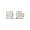 Thumbnail Image 2 of 14K Gold Plated 3/4 CT. T. Lab-Created Diamond Square Halo Studs