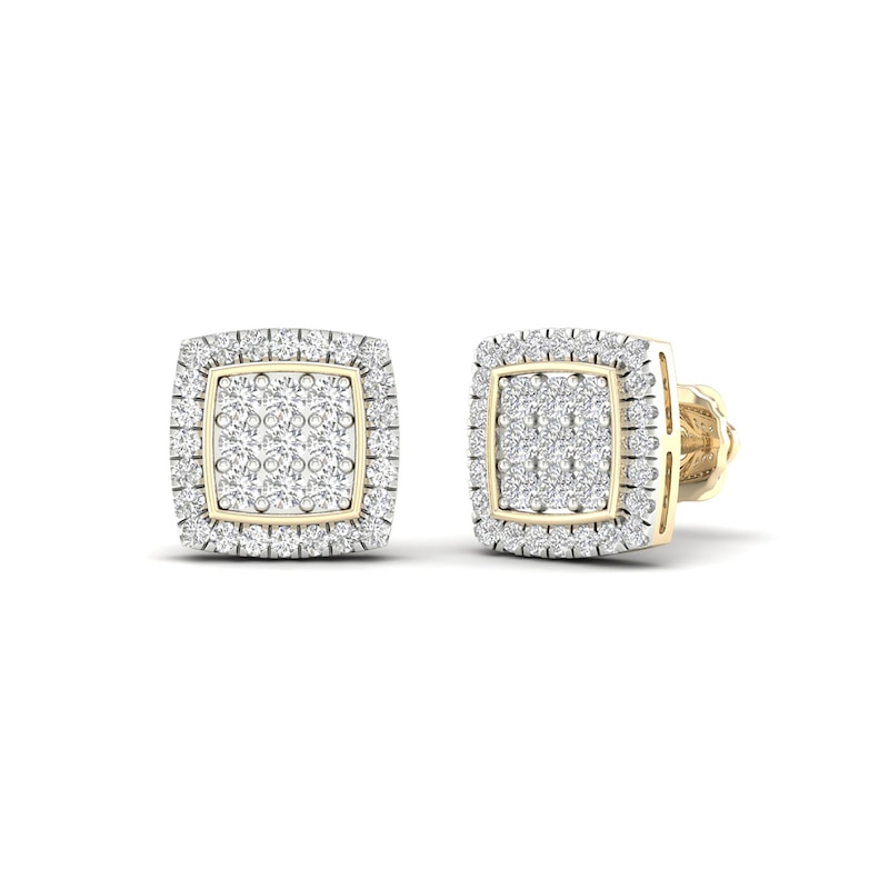 Main Image 2 of 14K Gold Plated 3/4 CT. T. Lab-Created Diamond Square Halo Studs