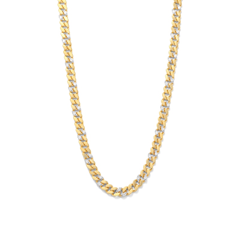 Main Image 1 of 14K Gold Plated 1 CT. TW. Lab-Created Diamond Curb Link Chain - 20&quot;