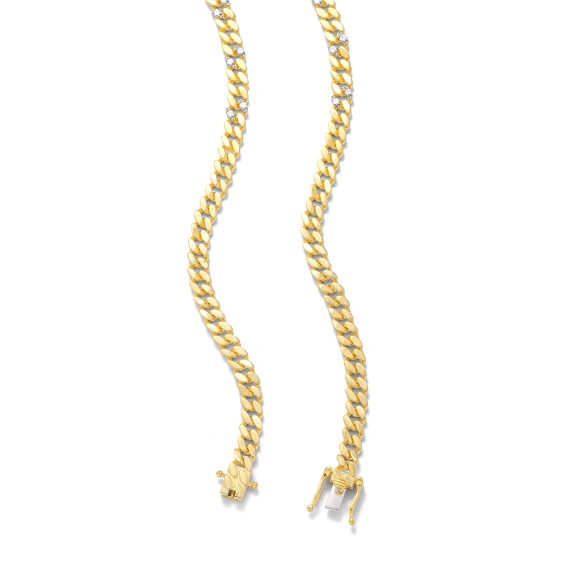 Main Image 2 of 14K Gold Plated 1 CT. TW. Lab-Created Diamond Curb Link Chain - 20&quot;