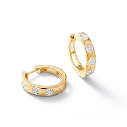 14K Gold Plated 1/15 CT. TW. Lab-Created Diamond Huggie Hoops