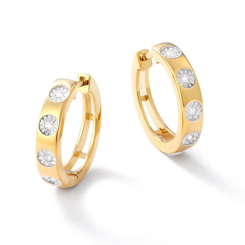 Main Image 2 of 14K Gold Plated 1/15 CT. TW. Lab-Created Diamond Huggie Hoops