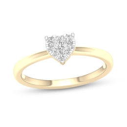 14K Gold Plated 1/6 CT. T.W. Lab-Created Diamond Cluster Heart Ring