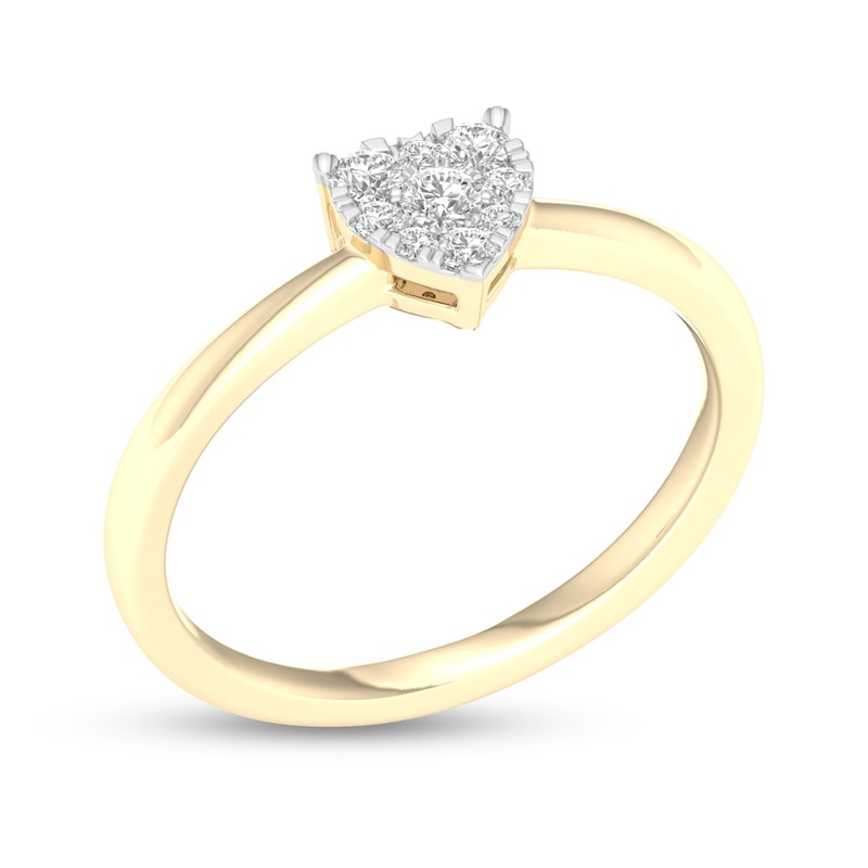 Main Image 2 of 14K Gold Plated 1/6 CT. T.W. Lab-Created Diamond Cluster Heart Ring