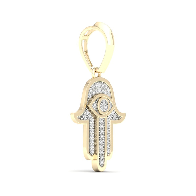 Main Image 2 of 14K Gold Plated 1/3 CT. T.W. Lab-Created Diamond Hamsa Necklace Charm