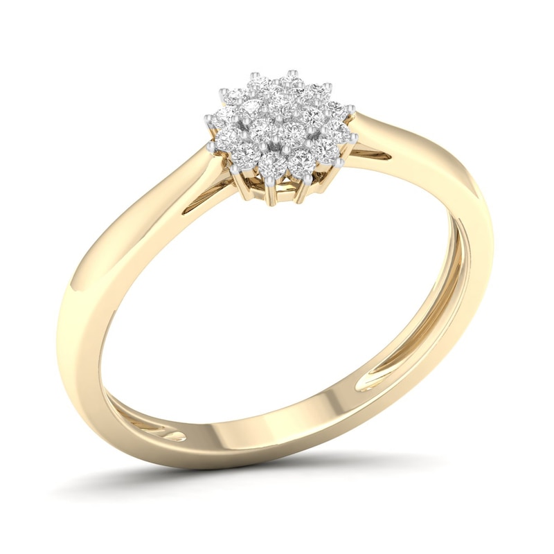 Main Image 2 of 14K Gold Plated 1/6 CT. T.W. Lab-Created Diamond Flower Cluster Ring