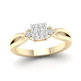 14K Gold Plated 1/4 CT. T.W. Lab-Created Diamond Square Ring