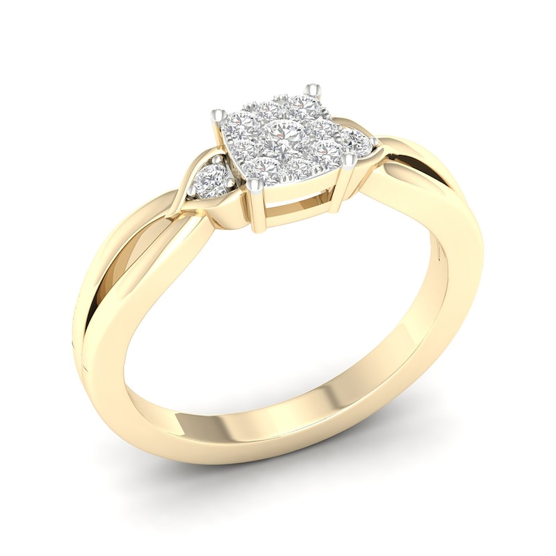 Main Image 2 of 14K Gold Plated 1/4 CT. T.W. Lab-Created Diamond Square Ring