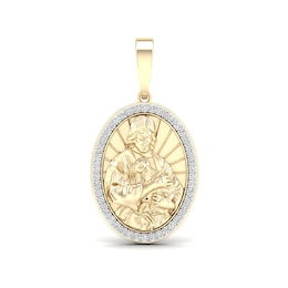 ​​​​​​​14K Gold Plated 1/3 CT. T.W. Lab-Created Diamond Oval Jesus Necklace Charm