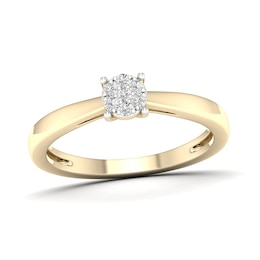 14K Gold Plated 1/20 CT. T.W. Lab-Created Diamond Round Cluster Ring