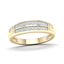 14K Gold Plated 1/4 CT. T.W. Lab-Created Diamond Double Row Band