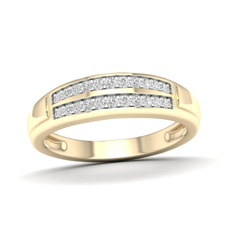 Main Image 1 of 14K Gold Plated 1/4 CT. T.W. Lab-Created Diamond Double Row Band