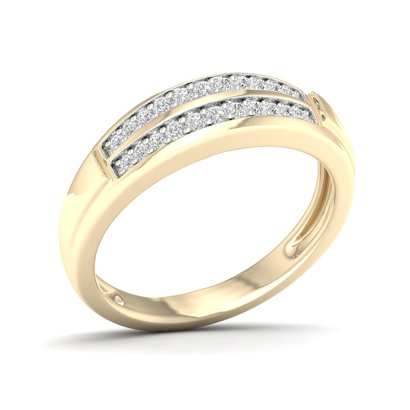 Main Image 2 of 14K Gold Plated 1/4 CT. T.W. Lab-Created Diamond Double Row Band