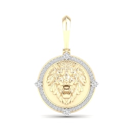 14K Gold Plated 1/2 CT. TW. Lab-Created Diamond Lion Medallion Necklace Charm