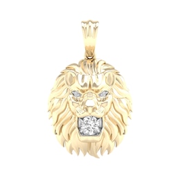14K Gold Plated 1/4 CT. TW. Lab-Created Diamond Lion Head Necklace Charm