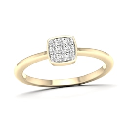 14K Gold Plated 1/10 CT. T.W. Lab-Created Diamond Square Rounded Edge Ring