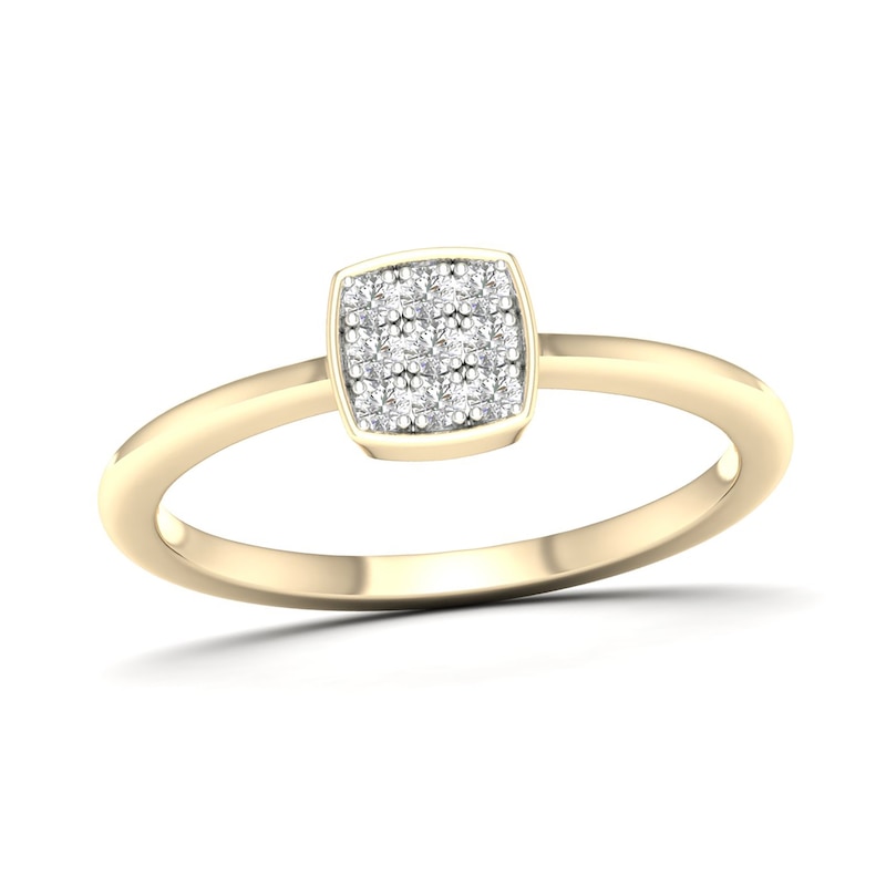 Main Image 1 of 14K Gold Plated 1/10 CT. T.W. Lab-Created Diamond Square Rounded Edge Ring