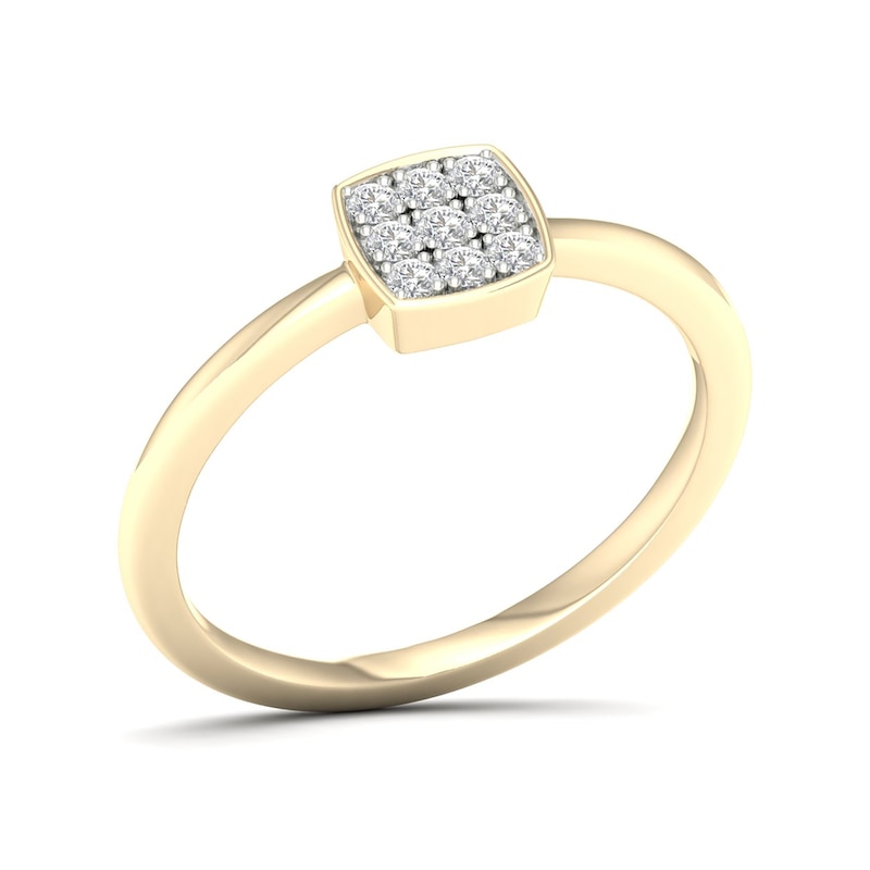 Main Image 2 of 14K Gold Plated 1/10 CT. T.W. Lab-Created Diamond Square Rounded Edge Ring