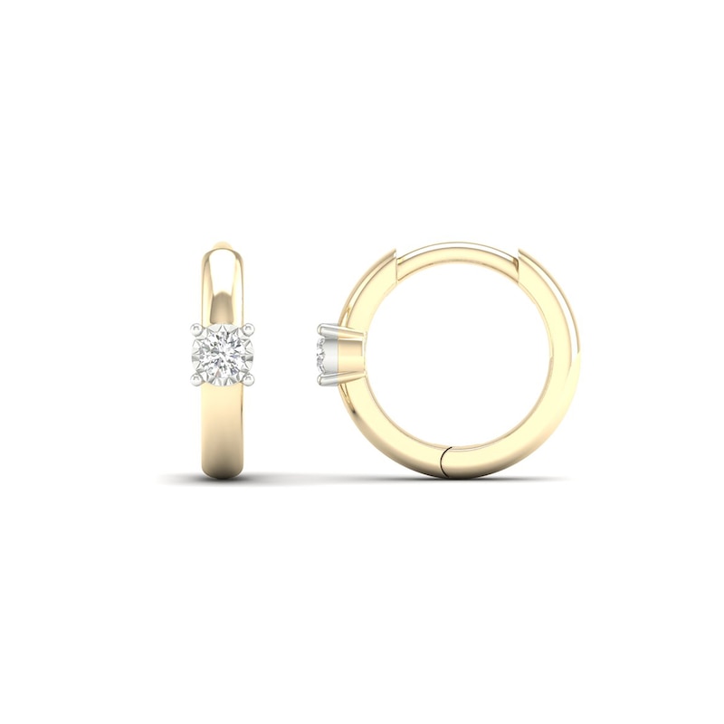 Main Image 1 of 14K Gold Plated 1/10 CT. T.W. Lab-Created Diamond Single Stone Huggie Hoops