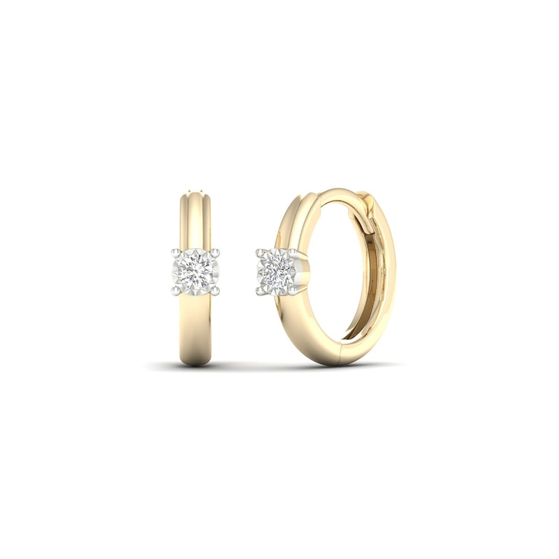 Main Image 2 of 14K Gold Plated 1/10 CT. T.W. Lab-Created Diamond Single Stone Huggie Hoops