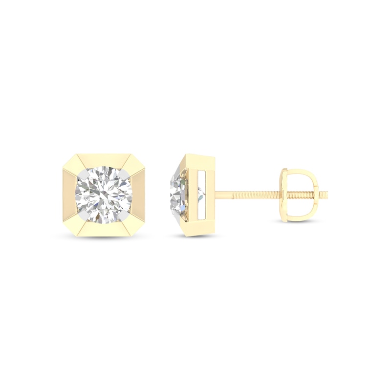 Main Image 1 of 14K Gold Plated 1 CT. T. Lab-Created Diamond Diagonal Center Studs