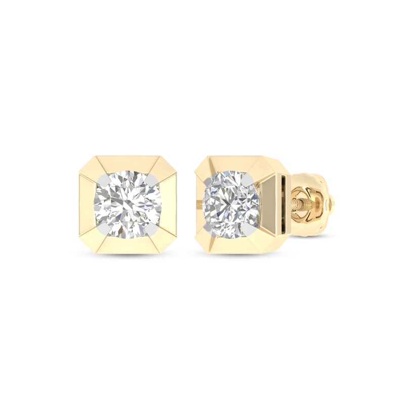 Main Image 2 of 14K Gold Plated 1 CT. T. Lab-Created Diamond Diagonal Center Studs