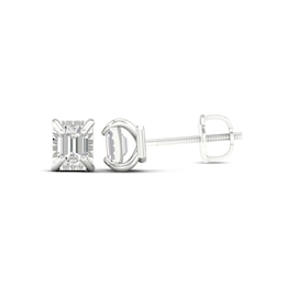 Sterling Silver 1/3 CT. TW. Lab-Created Diamond Emerald-Cut Studs