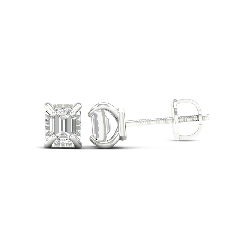 Main Image 1 of Sterling Silver 1/3 CT. TW. Lab-Created Diamond Emerald-Cut Studs