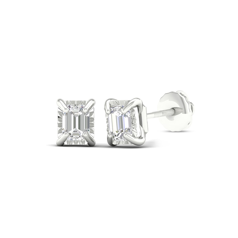 Main Image 2 of Sterling Silver 1/3 CT. TW. Lab-Created Diamond Emerald-Cut Studs