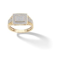 14K Gold Plated 1/4 CT. T.W. Diamond Layered Rectangular Ring