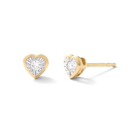 14K Gold Plated 1/10 CT. TW. Lab-Created Diamond Small Heart Studs