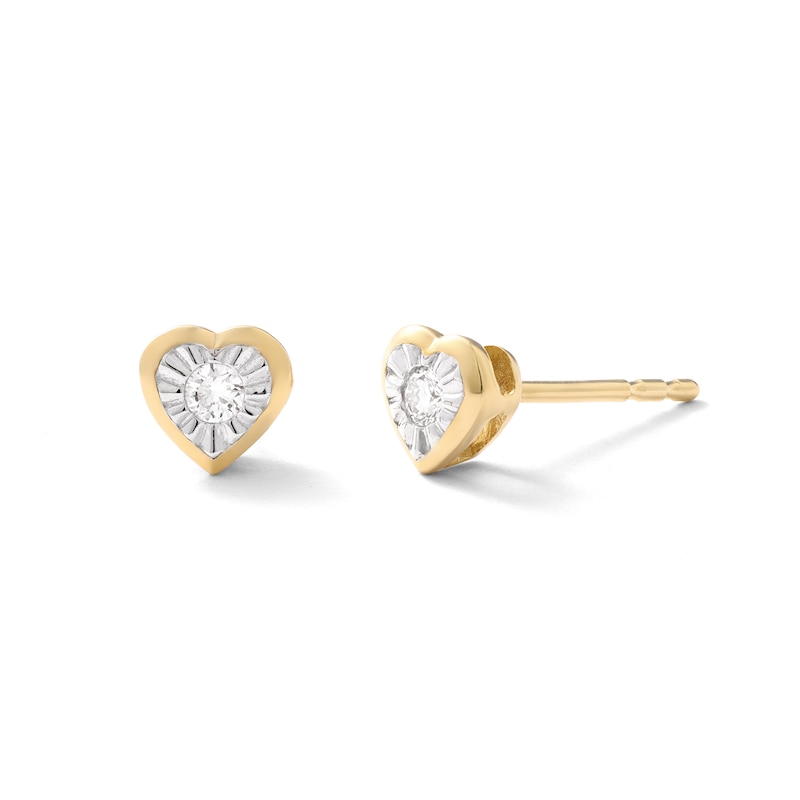 Main Image 1 of 14K Gold Plated 1/10 CT. TW. Lab-Created Diamond Small Heart Studs