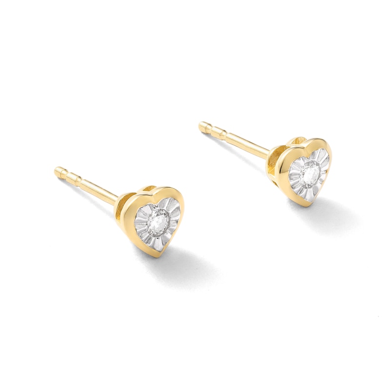 Main Image 2 of 14K Gold Plated 1/10 CT. TW. Lab-Created Diamond Small Heart Studs