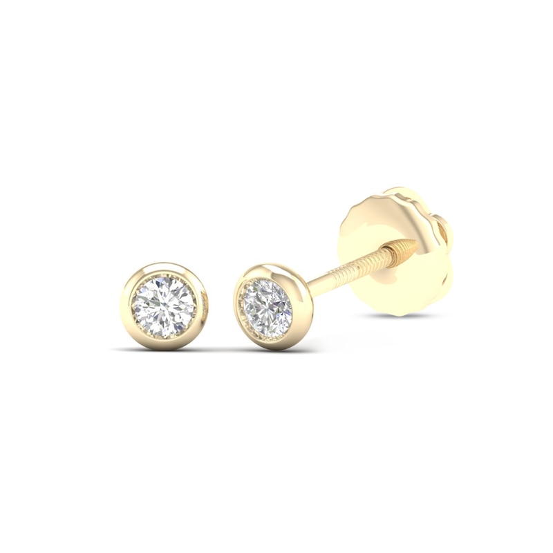 10K Solid Gold 1/10 CT. T.W. Lab-Created Diamond Small Bezel Set Studs