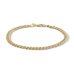 ​​​​​​​10K Hollow Gold Reversible Cuban Chain Bracelet Made in Italy - 7.5&quot;