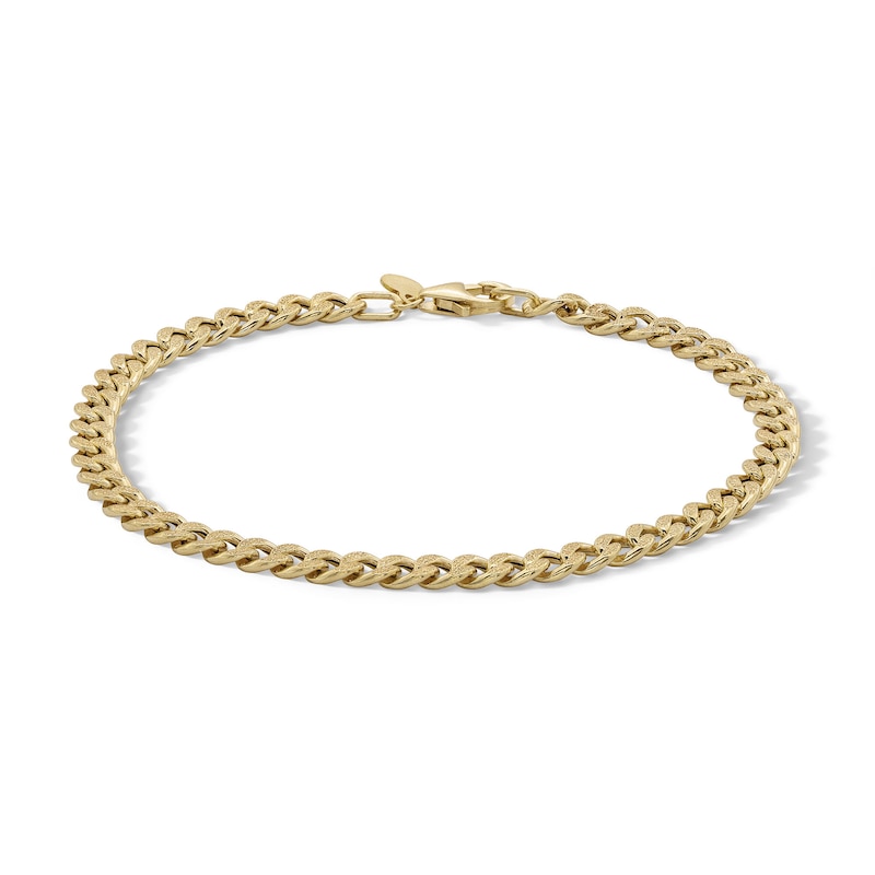 ​​​​​​​10K Hollow Gold Reversible Cuban Chain Bracelet Made in Italy - 7.5"