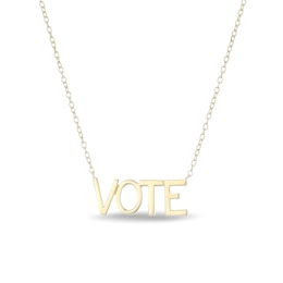 18K Gold Plated VOTE Pendant Necklace - 16&quot; + 2&quot;