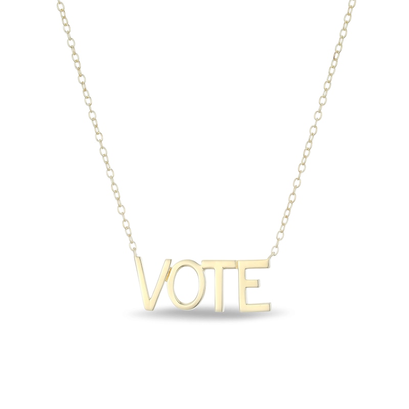 Main Image 1 of 18K Gold Plated VOTE Pendant Necklace - 16&quot; + 2&quot;