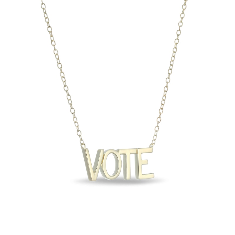 Main Image 2 of 18K Gold Plated VOTE Pendant Necklace - 16&quot; + 2&quot;