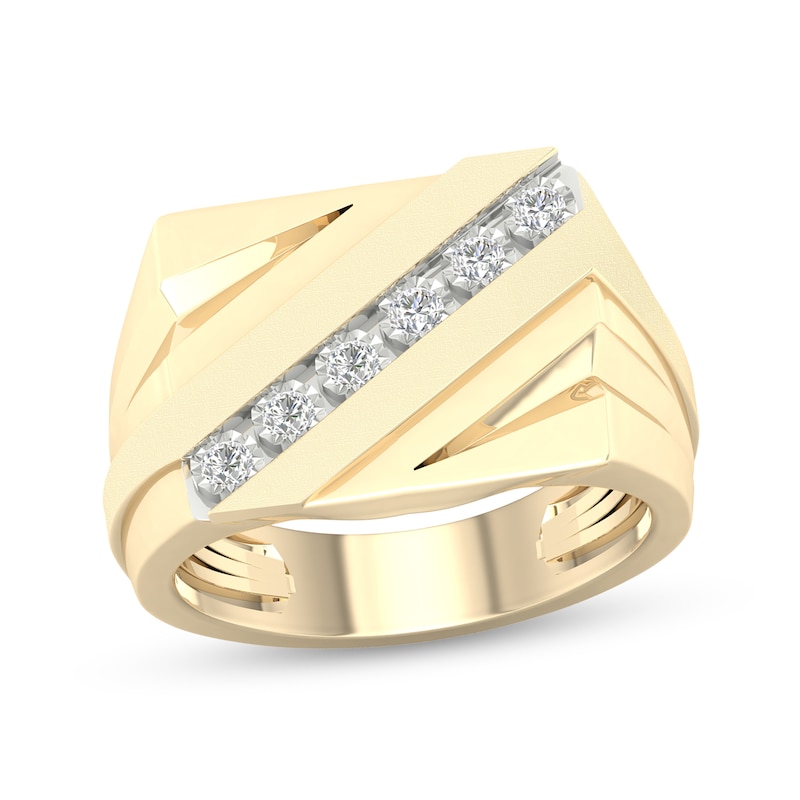 Main Image 1 of 14K Gold Plated 1/10 CT. T.W. Lab-Created Diamond Diagonal Ring