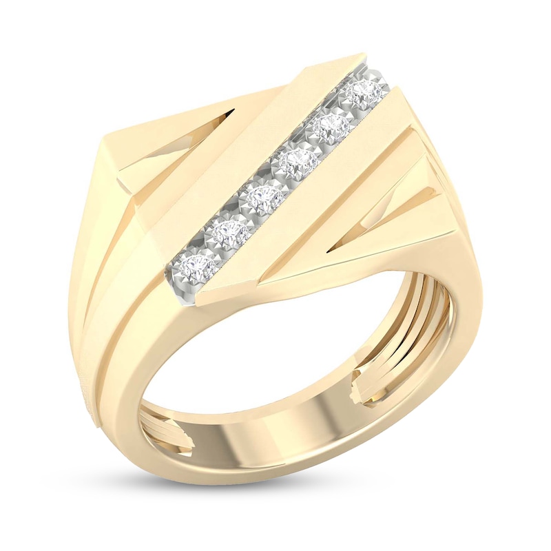 Main Image 2 of 14K Gold Plated 1/10 CT. T.W. Lab-Created Diamond Diagonal Ring