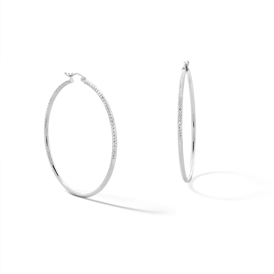 Sterling Silver Diamond-Cut Hollow Hoops