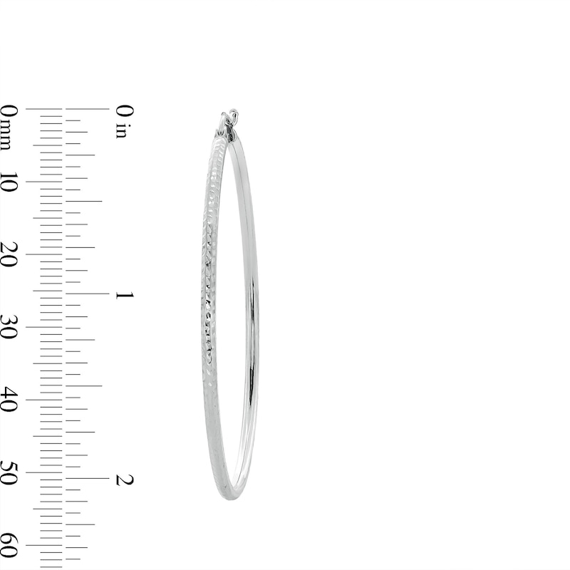 Main Image 3 of Sterling Silver Diamond-Cut Hollow Hoops