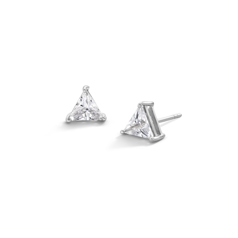 Main Image 1 of ​​​​​​​Sterling Silver CZ Trillion Solitaire Studs