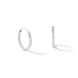 Sterling Silver Diamond-Cut Hollow Continuous Hoops