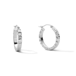 Sterling Silver Diamond-Cut Hoops