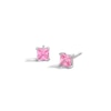 Thumbnail Image 1 of Sterling Silver CZ Pink Square Solitaire Studs