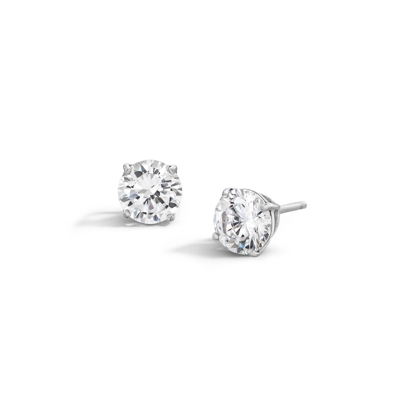 Main Image 1 of Sterling Silver CZ Round Solitaire Studs