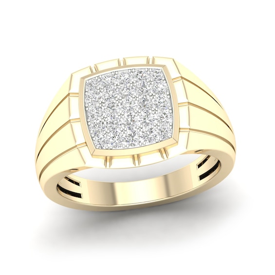 14K Gold Plated 1/2 CT. T.W. Lab-Created Diamond Square Frame Ring